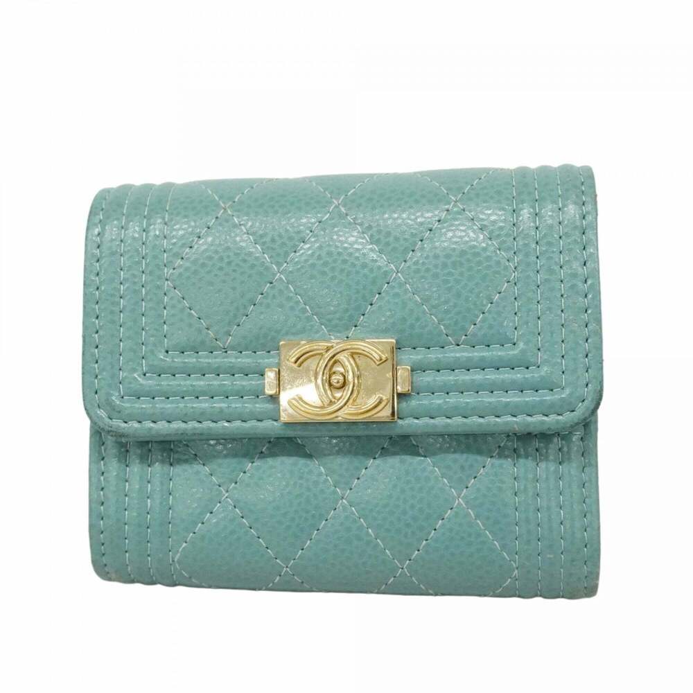CHANEL Blue Caviar Leather Wallet